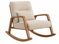Sedia a dondolo 70 x 95 x 100 cm in tessuto beige e legno - poltrona relax con braccioli