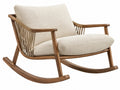Sedia a dondolo 72 x 95 x 92 cm in legno marrone con tessuto beige stile naturale
