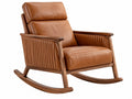 Sedia a dondolo 75 x 95 x 100 cm in legno e rivestimento effetto pelle marrone - stile moderno