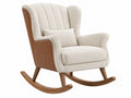 Sedia a dondolo 75 x 95 x 105 cm in tessuto bouclé beige e legno stile moderno