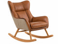 Sedia a dondolo 80 x 95 x 100 cm in similpelle marrone con struttura in legno