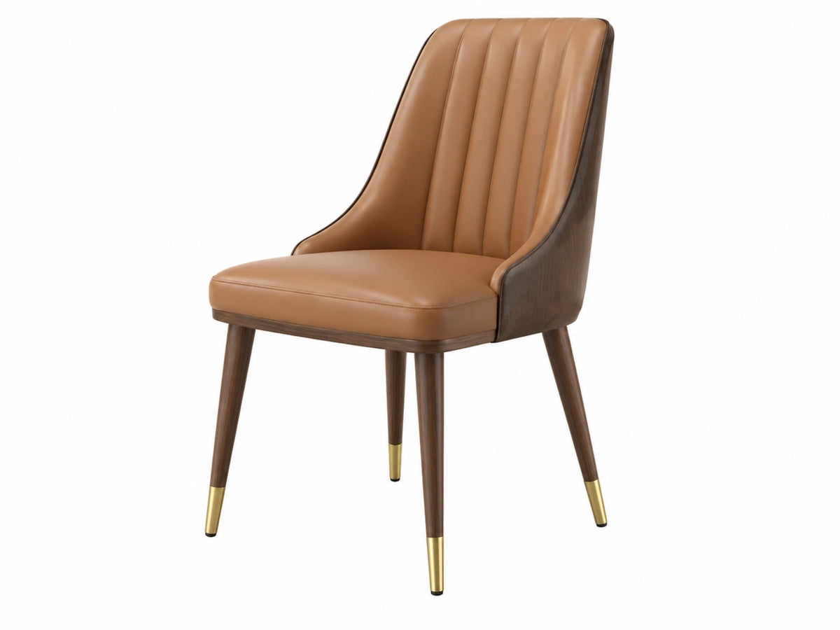 Sedia da pranzo 55 x 60 x 88 cm in similpelle marrone con gambe in legno stile moderno