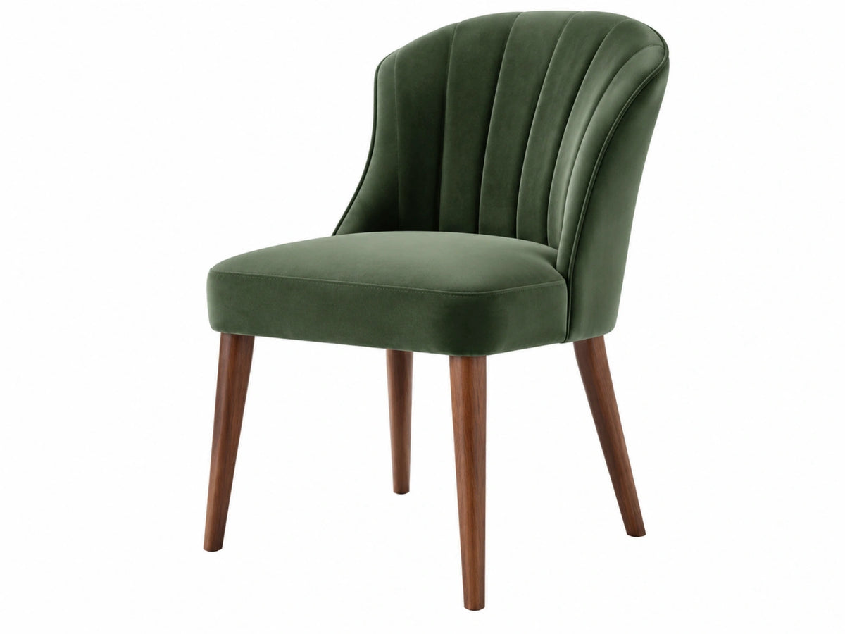 Sedia imbottita 58 x 64 x 86 cm effetto velluto verde con gambe in legno stile moderno