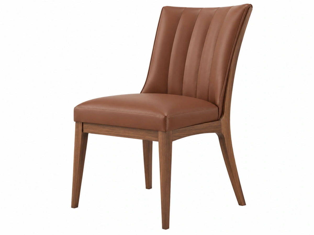 Sedia da pranzo 48 x 58 x 98 cm in legno marrone con rivestimento effetto pelle stile moderno