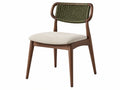 Sedia da pranzo 55 x 60 x 82 cm in legno marrone con schienale intrecciato verde