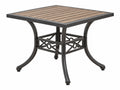 Tavolo da giardino 100 x 100 x 74 cm in metallo nero e legno stile classico