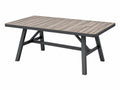 Tavolo da giardino 180x90x75 cm - piano effetto legno e struttura in metallo nero stile industriale