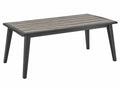 Tavolo da giardino 150 x 90 cm in metallo nero e piano effetto legno