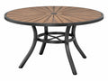Tavolo da giardino rotondo Ø120 cm in legno marrone e metallo nero - stile moderno