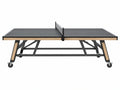 Tavolo da ping pong 274 x 153 x 76 cm nero e legno con struttura pieghevole e ruote