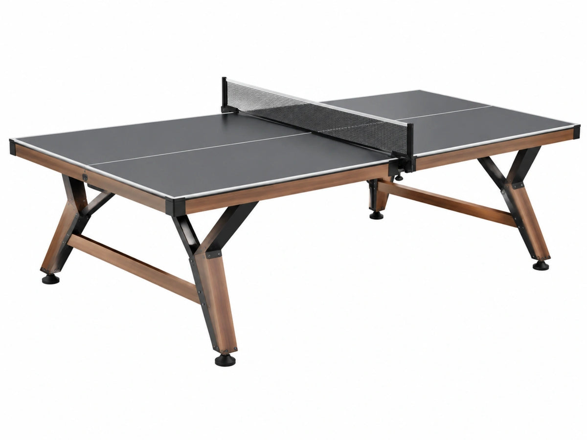 Tavolo da ping pong 274 x 152.5 x 76 cm nero/marrone con rete e struttura in metallo