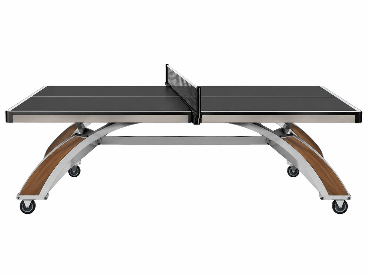 Tavolo da ping pong 274 x 152.5 x 76 cm nero con struttura in metallo e ruote