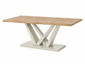 Tavolo da pranzo 200 x 100 cm in legno naturale e metallo bianco - stile moderno