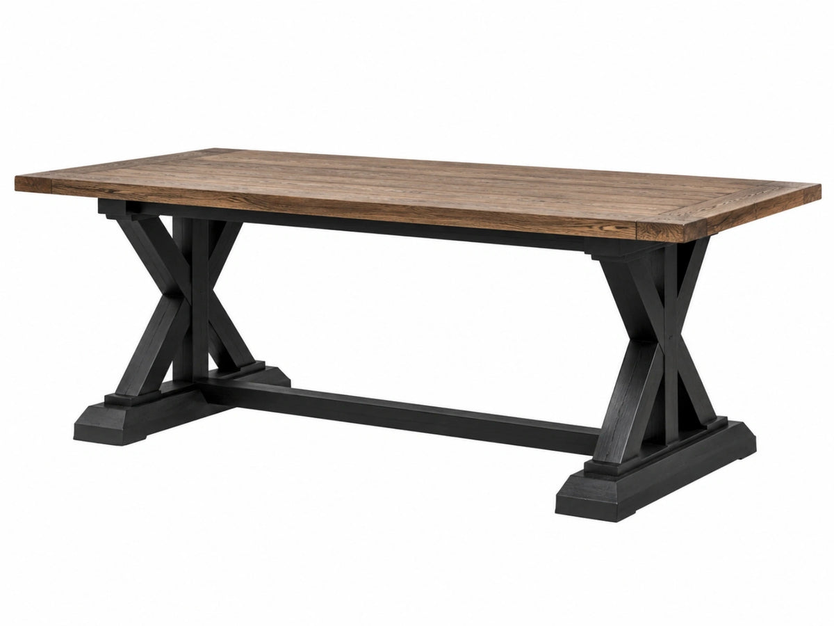 Tavolo da pranzo 180 x 90 x 76 cm in legno marrone e nero stile rustico industriale