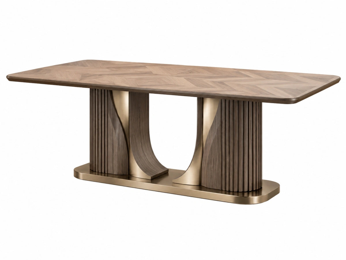 Tavolo da pranzo 200 cm in legno marrone e metallo dorato - stile moderno