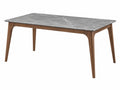 Tavolo da pranzo 160 x 90 cm in legno marrone con piano effetto marmo grigio - stile moderno